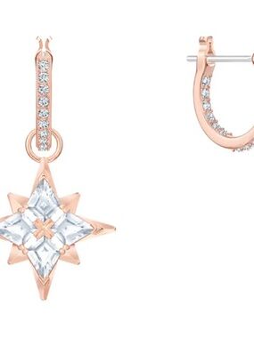Swarovski Rose Gold Star Drop Earrings with Clear Crystals